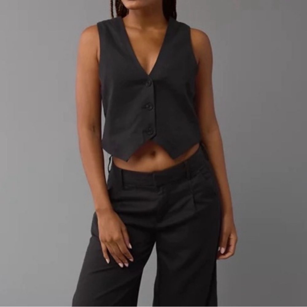 american eagle linen vest